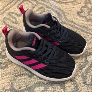 Navy blue/pink adidas toddler sneakers